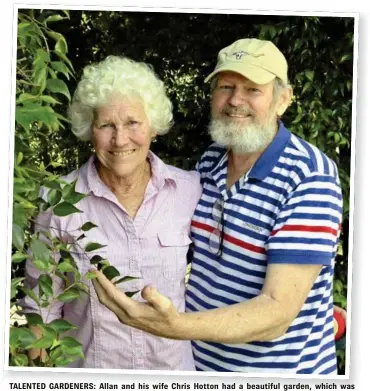  ?? PHOTO: KEVIN FARMER ?? TALENTED GARDENERS: Allan and his wife Chris Hotton had a beautiful garden, which was described as “tranquil, inspiring and full of bird life”.