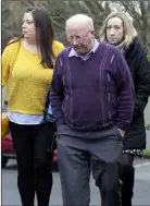  ??  ?? Truck driver Paul Caulfield, left, and relatives of the Alexander family, right, at the inquest in the Brandon House Hotel, New Ross.