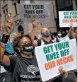  ?? SCOTT HEINS/GETTY ?? Protesters march through Manhattan with family members of victims of police brutality July 31 in New York City.