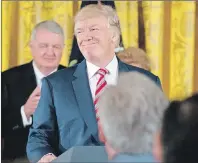  ?? AP PHOTO ?? U.S. President Donald Trump pauses while speaking at an Air Traffic Control Reform Initiative event in the East Room at the White House Monday.