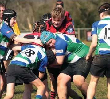  ??  ?? The Gorey pack in the thick of the action during Saturday’s Under-14 final in Clonattin.