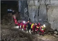  ?? (AP/Cave rescue service of Slovenia/Tomaz Grdin) ?? Rescuers inside the Krizna Jama cave near Nova Vas, Slovenia, are shown Monday.