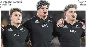  ?? ?? dynasty: From left, Beauden, Scott and Jordie made history when playing for New Zealand last night