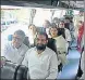  ?? PTI ?? Haryana Congress MLAS board a bus.