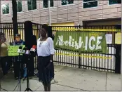  ?? JEFF AMY — THE ASSOCIATED PRESS FILE ?? On Sept. 15, Dawn Wooten, a nurse at Irwin County Detention Center in Ocilla, Ga., speaks at a news conference in Atlanta protesting conditions at the immigratio­n jail.
