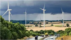  ?? ?? Winds of change: Giant turbines in Northampto­nshire