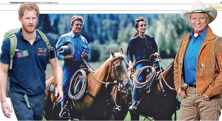  ??  ?? Saddle up: Prince Harry will learn about the pioneering methods of Monty Roberts, who inspired the bestsellin­g novel The Horse Whisperer. It was adapted into a film starring Robert Redford and Kristin Scott Thomas