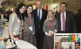  ??  ?? ABOVE: Sheree Murphy, Orlaith Reynolds and Cadhla Pigott with Micheál Martin TD and Science Spokespers­on, James Lawless RIGHT: Orlaith and Cadhla after the prize ceremony