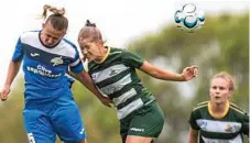  ?? Photograph­y Photo: DSL ?? TIGHT TUSSLE: South West Queensland Thunder’s Mel Lloyd (left) in action against the Western Pride earlier this season.