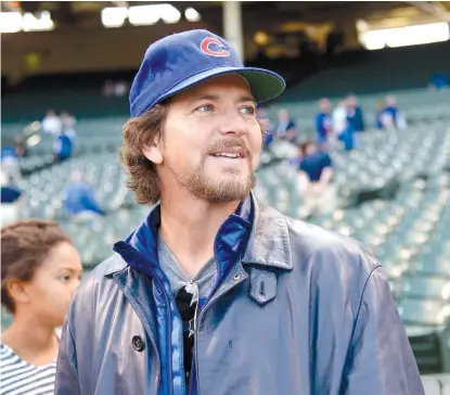  ?? | GETTY IMAGES ?? Pearl Jam singer Eddie Vedder was atWrigley Field to support his beloved Cubs during the NLDS against the Cardinals.