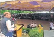  ?? HT PHOTO ?? ▪ Rajanath singh addresses a crowd in Karnataka on Saturday.