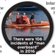  ??  ?? There were 106 incidents of “man overboard” in 2016