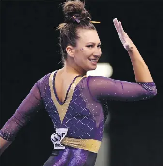  ??  ?? Shae Zamardi was a member of the LSU Tigers gymnastics team that became U.S. national runner-up.