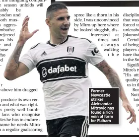  ??  ?? Former Newcastle striker Aleksandar Mitrovic has found a rich vein of form for Fulham