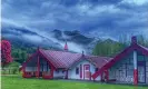  ?? Photograph: Maruata Teki ?? The three wharenui (communal houses) at Koriniti Marae. They are named Poutama, Hikurangi Wharerata and Te Waihereher­e.