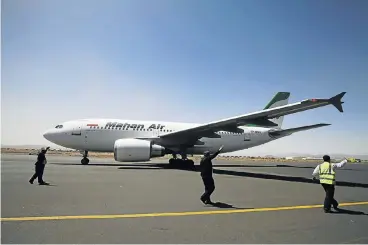  ?? /Reuters ?? Turbulence ahead: Mahan Air is one of four Iranian airlines the US has targeted through sanctions that also are aimed at several Iranian and Turkish companies. The companies targeted were linked to Mahan Air and Meraj Air.