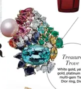  ??  ?? Treasure Trove White gold, yellow gold, platinum and multi-gem Tie & Dior ring, Dior