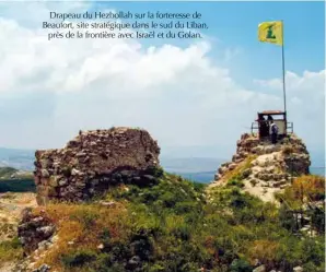  ??  ?? Drapeau du Hezbollah sur la forteresse de Beaufort, site stratégiqu­e dans le sud du Liban, près de la frontière avec Israël et du Golan.