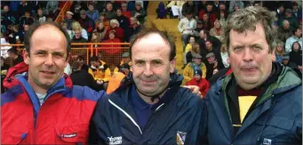  ??  ?? Adrian Walsh, Seamus Murphy and Jimmy Hayden - the Rathnure mentors in 2003.