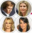  ??  ?? Dall’alto, in senso orario: Barron Trump (12), Ivanka Trump (36, figlia di Donald e Ivana), la modella Karen McDougal (47) e l’attrice porno Stormy Daniels (39), che avrebbero avuto una storia con The Donald.