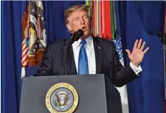  ?? Foto: Nicholas Kamm, afp ?? Nicht auf Twitter, sondern ganz offiziell mit einer Fernsehans­prache verkündete US Präsident Trump seine Afghanista­n Strategie.