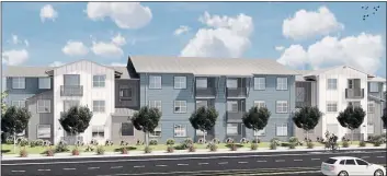 ?? KTGY ARCHITECTU­RE + PLANNING ?? Royal Oaks Village, a 73-unit affordable housing project at 15440 Monterey Road in Morgan Hill, concept.