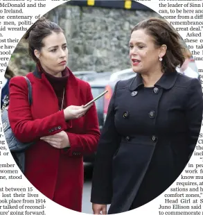  ??  ?? Mary Lou McDonald speaking with Ciara Galvin of The Sligo Champion