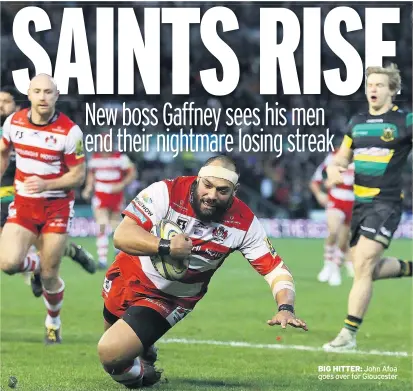  ??  ?? BIG HITTER: John Afoa goes over for Gloucester