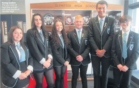  ??  ?? Young leaders
The new team of head boy and girl with their depute at Gleniffer High