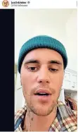  ?? SCREENSHOT: INSTAGRAM ?? Mit diesem Video wandte sich Bieber an seine Fans.