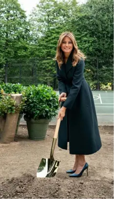  ?? White House ?? Former first lady Melania Trump during the groundbrea­king for the new tennis pavilion on the South Lawn.