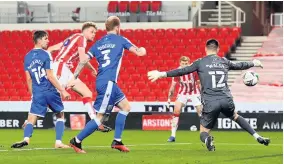  ??  ?? GOING FOR GOAL: Harry Souttar in Carabao Cup action against Gillingham.