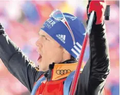  ?? Foto: dpa ?? Wegen eines grippalen Infekts lag Simon Schempp einige Tage im Bett. Jetzt ist der Biathlet wieder voll auf der Höhe, wie der Sieg in Antholz zeigt.