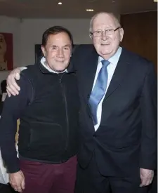  ??  ?? Paddy Gilmartin pictured with Johnny Brooks in the Glasshouse. Johnny Cook played for Sligo Rovers in the 1970 FAI Cup Final.