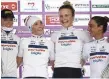  ??  ?? Cecilie and her Cervélo team inish third at the Tour of Norway TTT