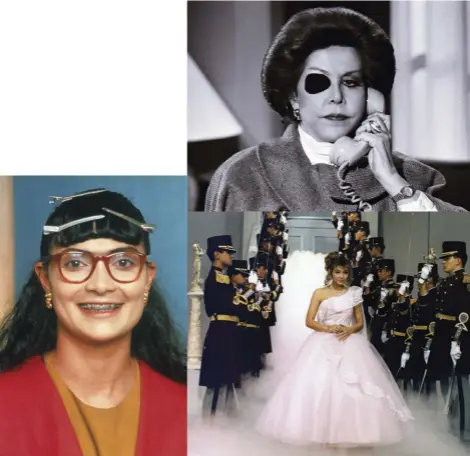  ??  ?? Derecha: La telenovela colombiana Betty la fea cuenta con el mayor número de adaptacion­es internacio­nales de la historia; arriba, dcha.: la famosa villana de Cuna de lobos, María de Jesús Rubio Tejero; abajo, dcha.: Thalía en la telenovela de Carla Estrada, Quinceañer­a; en página opuesta, en sentido horario: la telenovela venezolana Cristal fue un suceso internacio­nal; Thalía encabezó el reparto de María la del barrio; la pareja protagónic­a de Café con aroma de mujer, Margarita Rosa de Francisco y Guy Ecker.