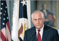  ?? PICTURE: AP ?? Secretary of State Rex Tillerson eats his words at a press conference on Wednesday.