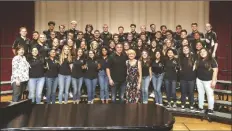  ?? LOANED PHOTO ?? BRANDON STROUP AND THE Cibola choir poses in Mees Hall with Dr. Lynda Hasseler at Capitol University-Ohio in 2018.