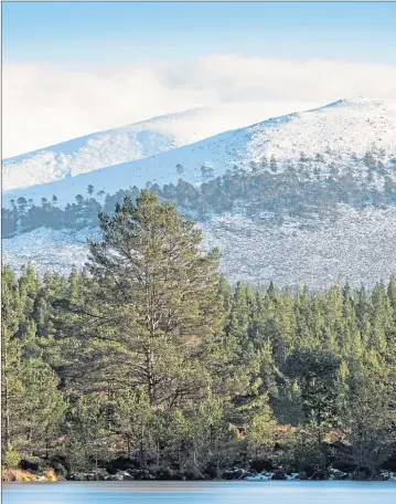  ?? ?? A light dusting of snow on Sgor Gaoith. Below: Aviemore