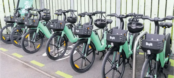  ?? ?? A selection of Bolt e-bikes in Sligo.