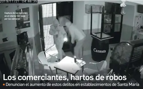  ?? D.C. ?? Captura de los ladrones en el interior del local por las cámaras.