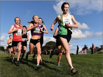  ??  ?? Kilcoole AC’s Una Britton on the way to fourth position in the SeniorWome­n’s 6000m XC event, during the SPAR Autumn Open Internatio­nal Cross Country Festival at the National Sports Campus.