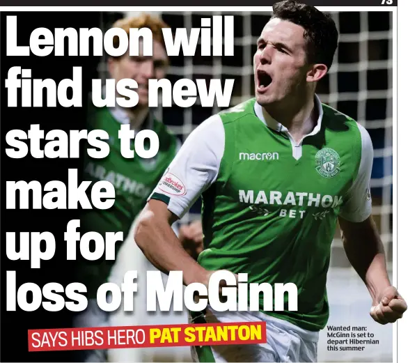  ??  ?? Wanted man: McGinn is set to depart Hibernian this summer