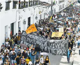  ?? ARCHIVO ?? Movilizaci­ón en Bogotá del pasado paro nacional del 21 de noviembre de 2019.