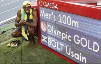  ?? AFP ?? Jamaica’s Usain Bolt celebrates on Sunday after he won the men’s 100m final at the Rio 2016 Olympic Games at the Olympic Stadium in Rio de Janeiro.