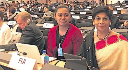  ?? Photo: DEPTFO News ?? Fiji Mission in Geneva Second Secretary Florieann Wilson and Ambassador Nazhat Shameem Khan.