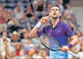  ?? AFP ?? Novak Djokovic reacts to the crowd during the quarter-final against Matteo Berrettini.