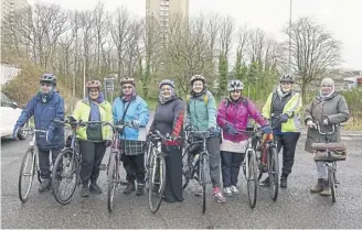  ?? ?? Author Laura Laker, main; founder of Women on Wheels, Shgufta Anwar, centre left, with a group ride out, above