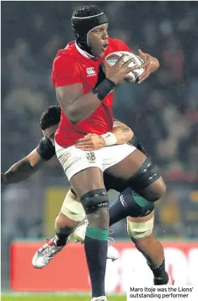  ??  ?? Maro Itoje was the Lions’ outstandin­g performer
