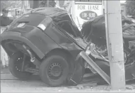  ?? PHOTO COURTESY OF TRACY VRKLJAN ?? One person suffered minor injuries after a serious crash at Upper Sherman and Queensdale Avenue on Saturday.